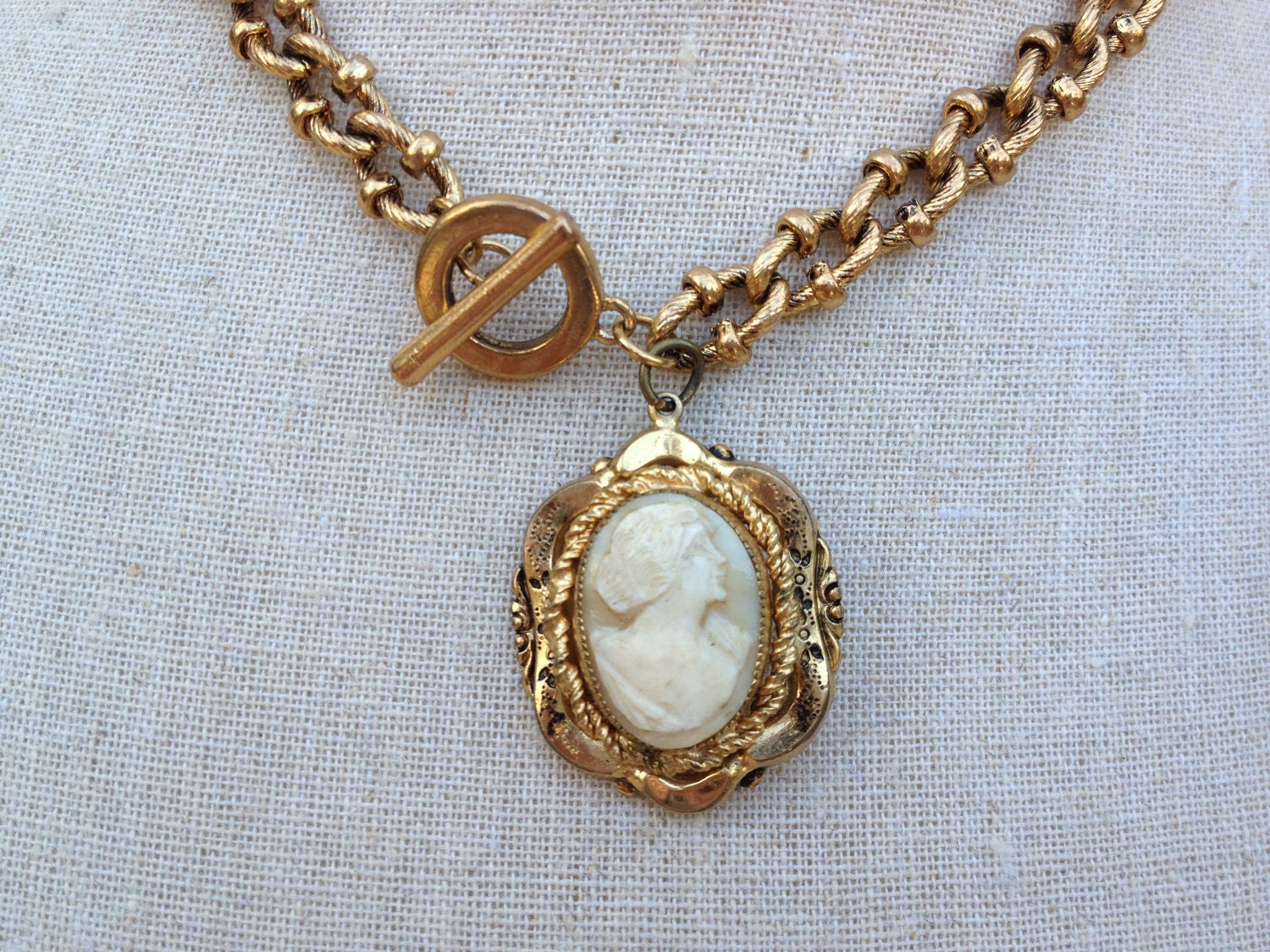 OOAK Antique Cameo Necklace assemblage heirloom