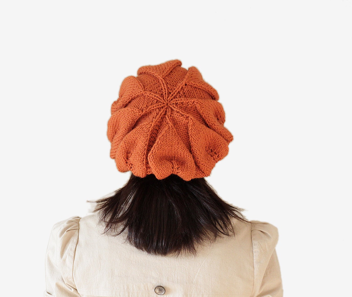 Knit Slouch Hat for Women - Pumpkin color, Fall 2012 fashion, Halloween, Autumn trends,back to school, outwear - SENNURSASA