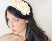 Custom Order Lace and Crystal Flower Headband, bridalTiara, wedding accessory, bridal headpiece - BETH