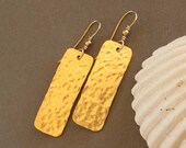 Hammered Brass Earrings Artisan Handmade Jewelry Modern Tribal Jewelry