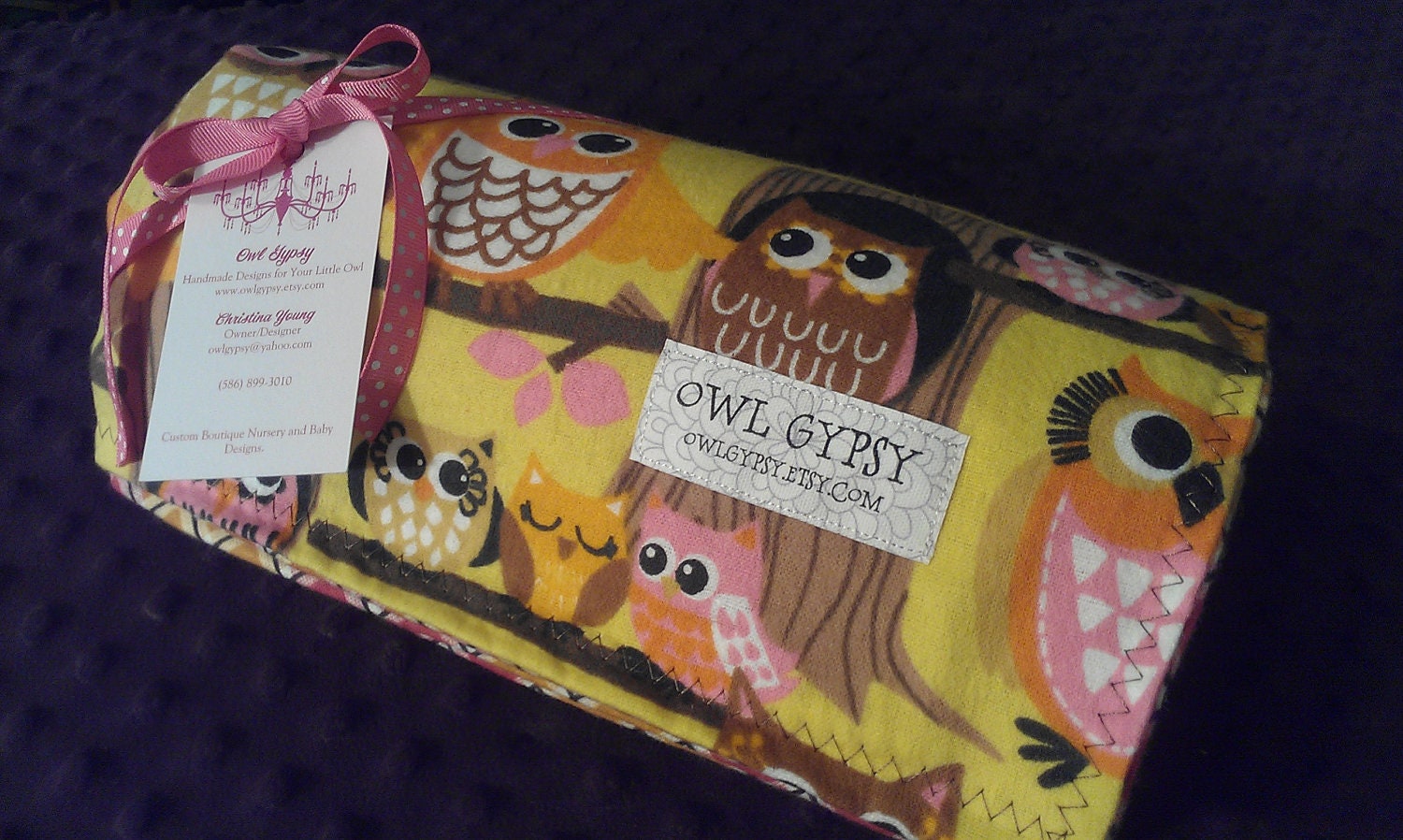 Extra Large Reversible Receiving Blanket. Baby Blanket. Owls and Argyle.