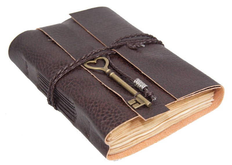 Brown Vegan Faux Leather Journal with Tea Stained Pages