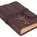 Burgundy Leather Journal with Tea Stained Paper