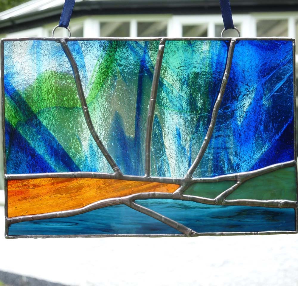 Stained Glass Northern Lights Light Catcher by SugarLipsGlass