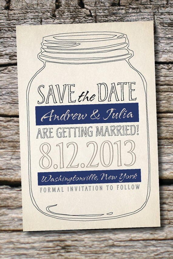 VINTAGE MASON JAR Save the Date Announcement - You Print, diy, Digital File Il_570xn