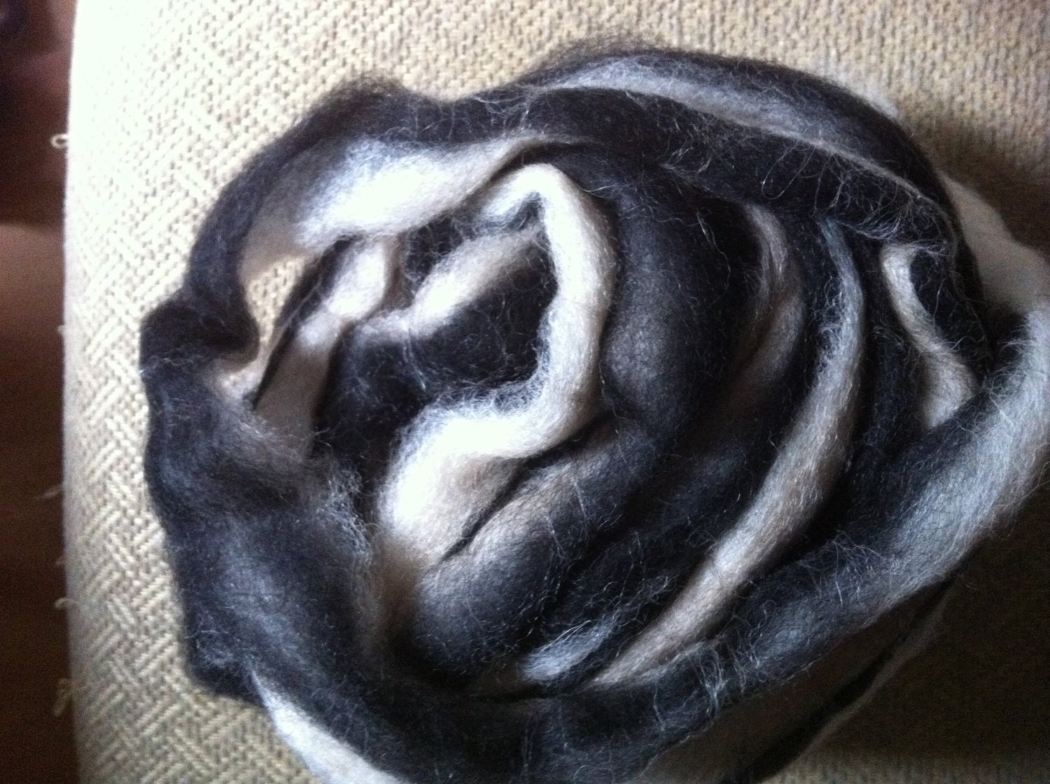 Alpaca fiber Alpaca roving Oreo tri color Colorado spinning fiber 4 oz