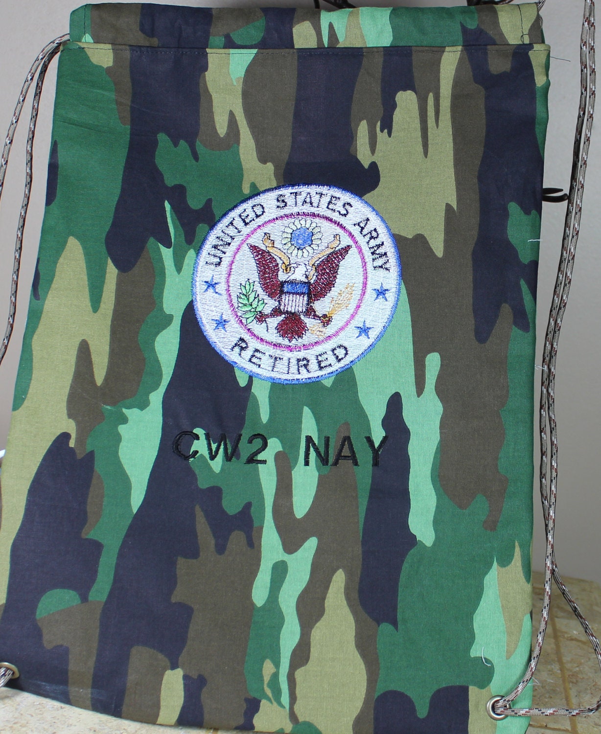 Army Cinch Sack / Navy Cinch BackPack / Air Force Cinch Bag / Laptop Bag / Netbook Bag --- Made to Order --- Camouflage, Marines