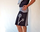 Wrap asymmetric women skirts/Black gray women bottoms/Hand made applique/party dresses