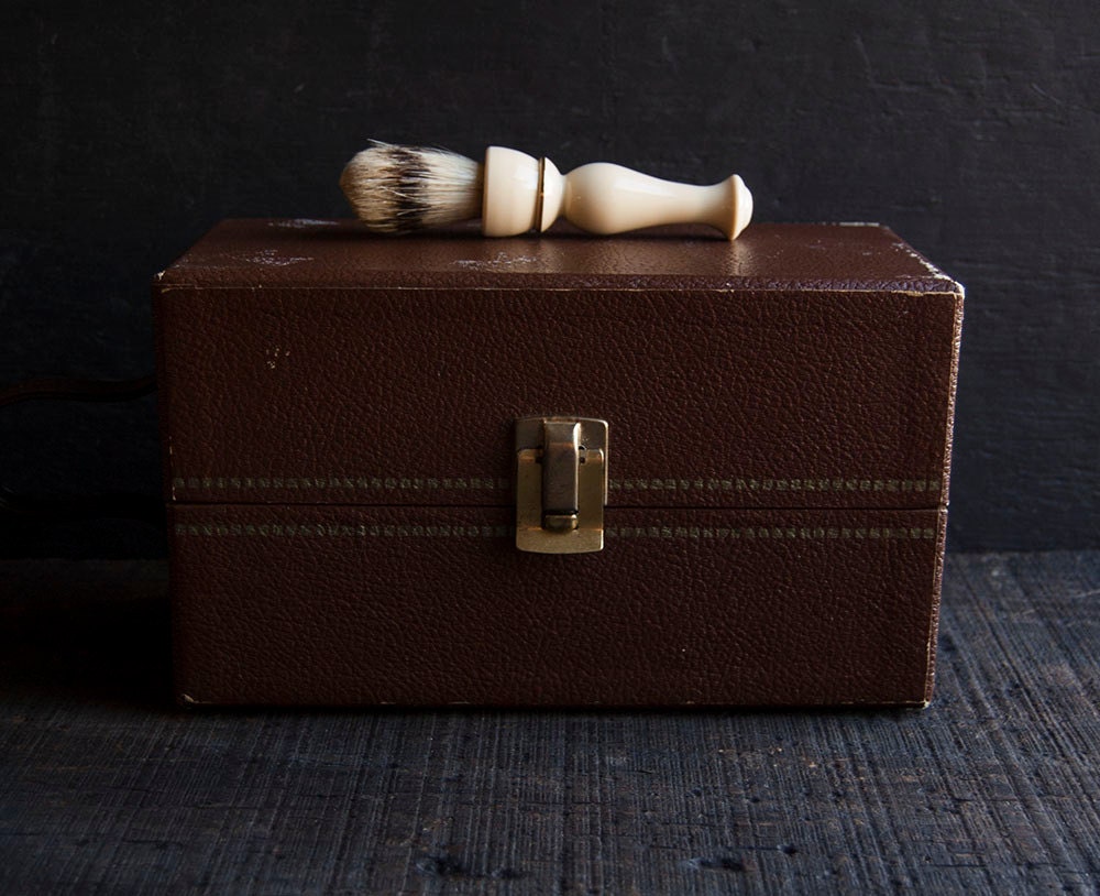 Cassette Tape Storage Box - Brown Leather Case
