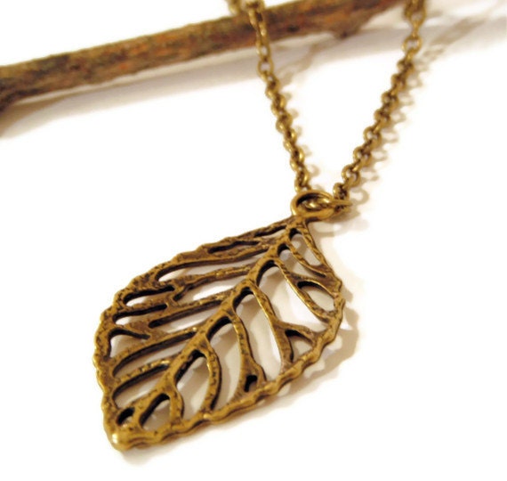 Bronze Filigree Leaf Necklace