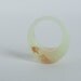 super pale green round faceted eco resin ring featuring gold flakes - size 8