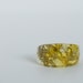 clear round faceted eco resin ring featuring Pacific Northwest lichen - size 8
