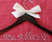 SALE Personalized Wedding Hanger/ Brides Hanger/ Bride/ Name Hanger/ Wedding Hanger / 47 ribbon colors