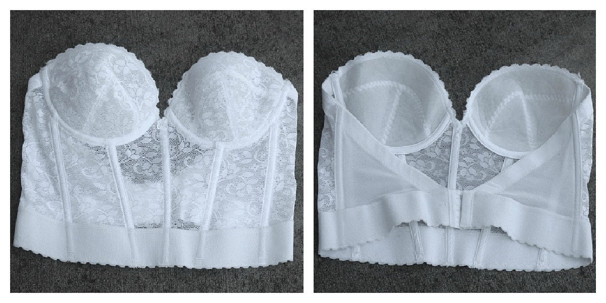 Vintage Corset, Vintage Lingerie, Lace Corset, Bustier, White, 1990's, B Cup, C Cup,
