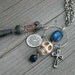 Bottle Necklace, Vial Necklace, Charm Necklace, Skull, Cross, Found Objects, Steampunk, Amethyst, Blue Gemstones,