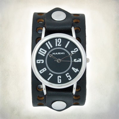 Mens Handmade - Two Hole Leather Cuff Watch