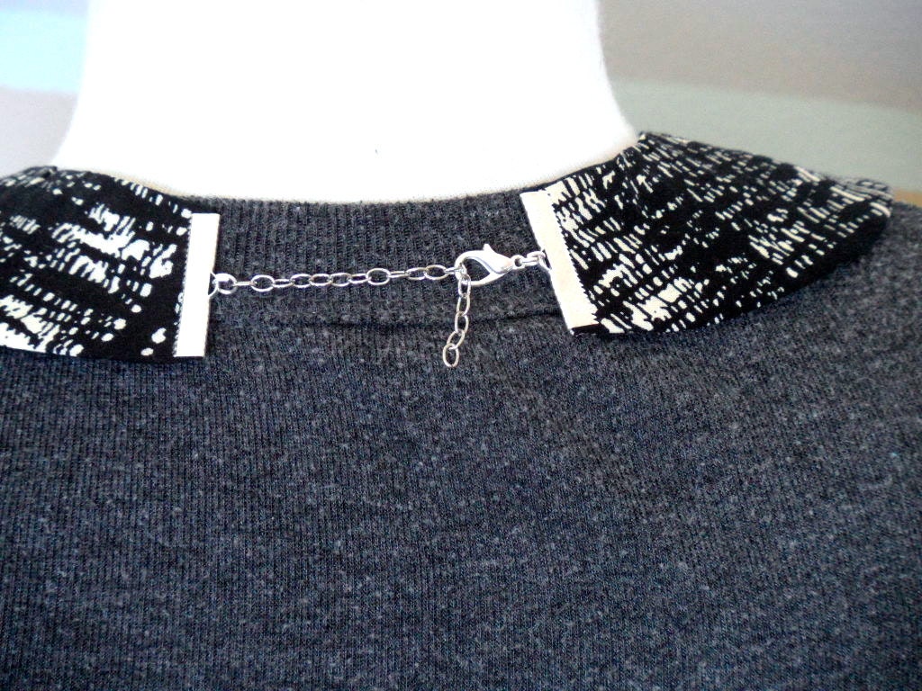 Peter Pan Collar Necklace - Polka Dots Black and White