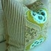 Decorative Pillow Cover - Throw PIllow - Bohemian Chic Cottage - Black IvoryTicking Floral Lattice - Olive Chartreuse Green Aqua Turquoise