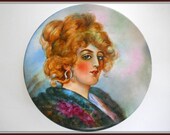Limoges Portrait Hand Painted Porcelain CHARGER  'Gibson Girl' Antique -  12.5"  SALE
