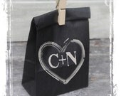 Chalkboard Favor Bags - Black Kraft Paper - Weddings Wedding - DIY Craft Supplies - Flat Bottom Lunch Merchandise Gift Gifts Birthday Shower