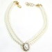 Vintage  Faux Pearl Necklace with Pearl and Rhinestone Pendant Signed Avon