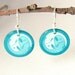 Turquoise Mother of Pearl Dangle Earrings - Yin Yang Fish Design - Sterling Silver Earwires