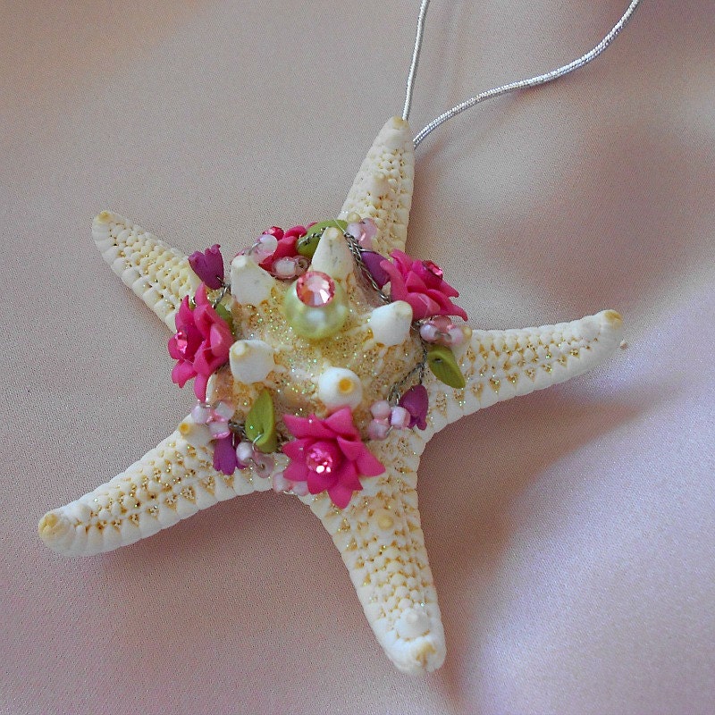 starfish christmas ornament with pink jeweled by starfish christmas ornament with pink jeweled by