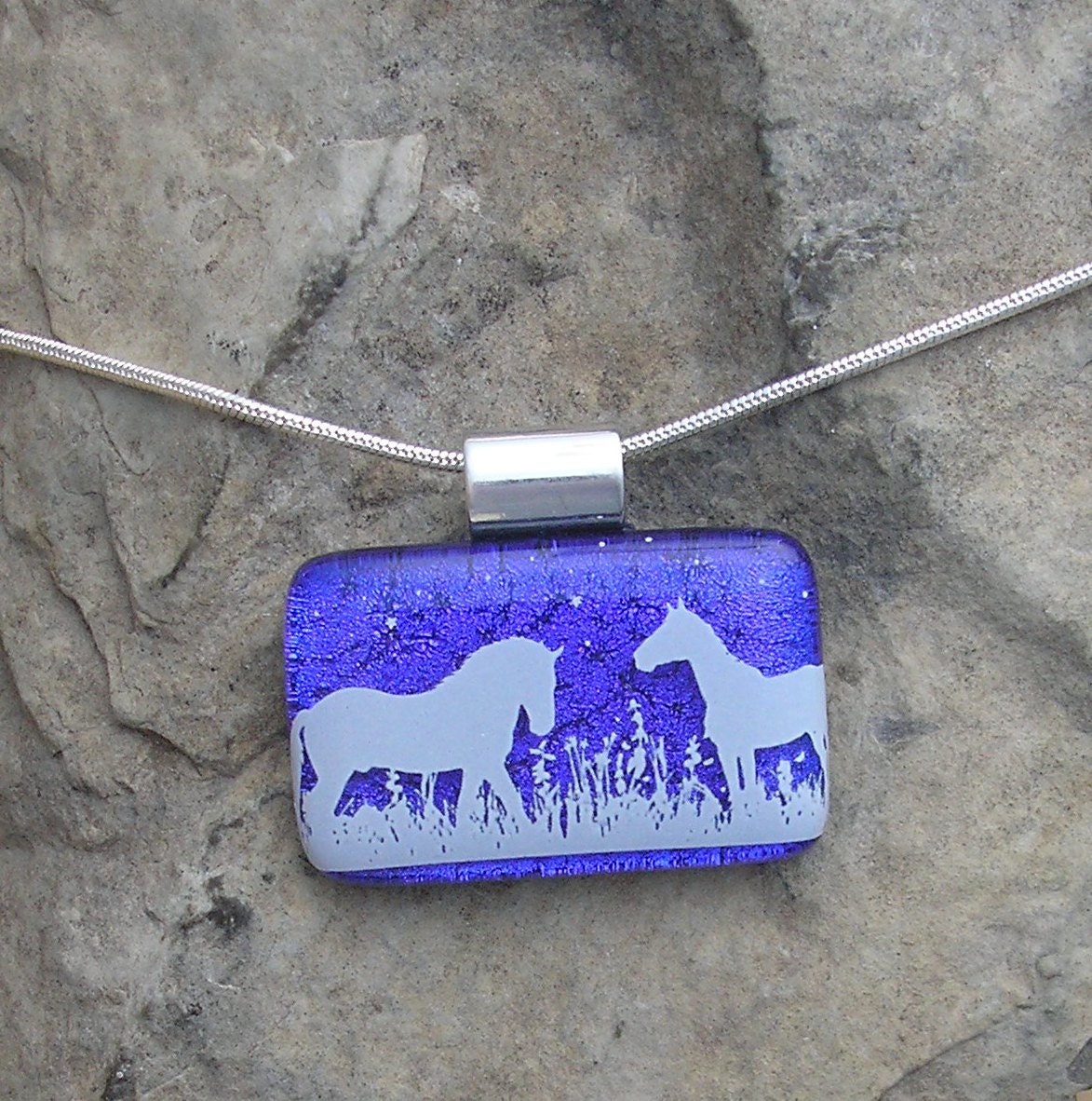Horse Necklace Dichroic Fused Glass Pendant Horse Jewelery