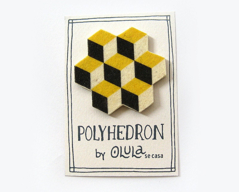POLYHEDRON Geometric Felt Brooch