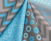 Fat Quarter Bundle: Six Blue Robot Circuit Board Fabrics