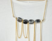 gemstone black  necklace handmade