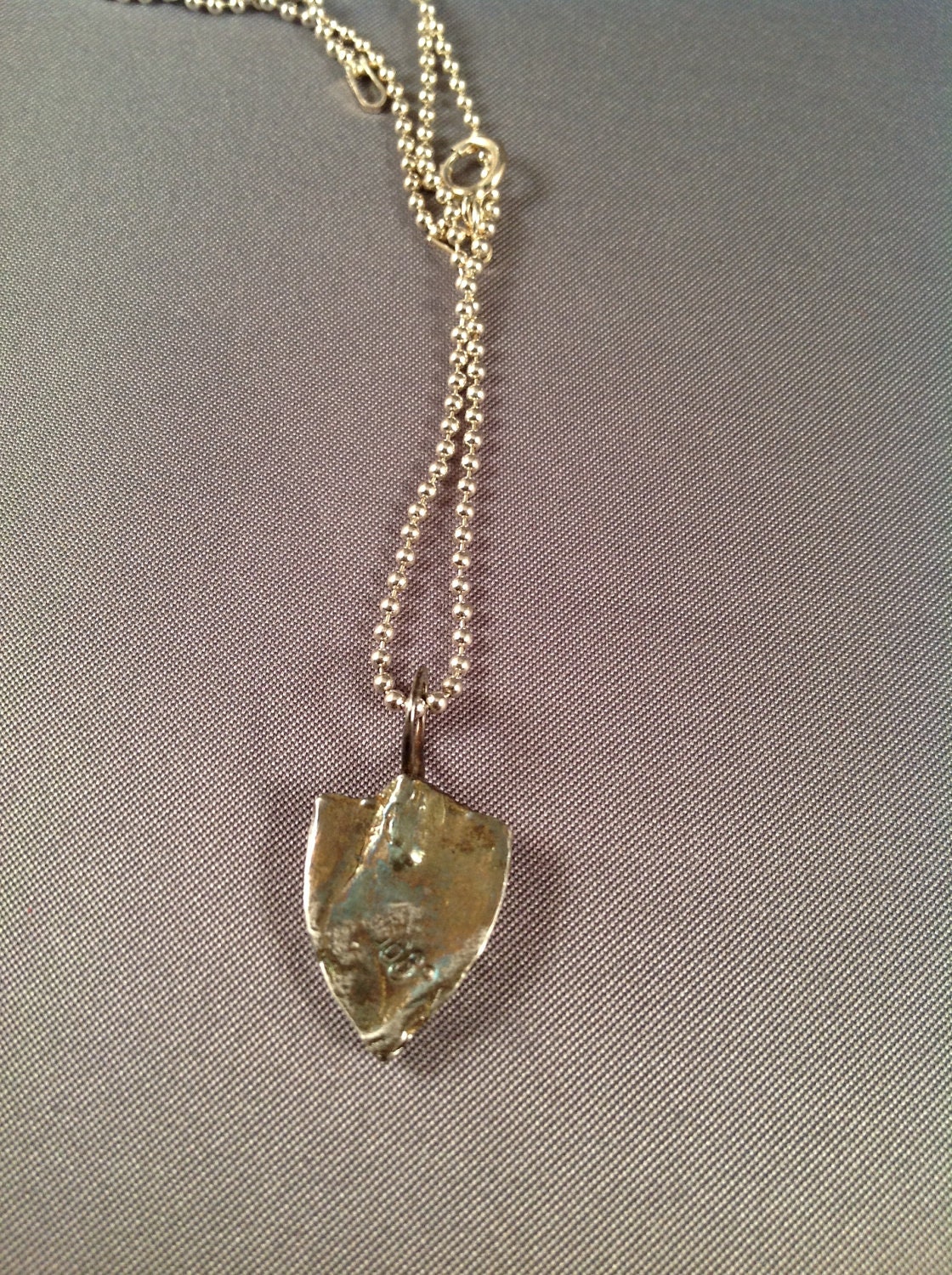 Armorial Shield Fine Silver Pendant with 18" Sterling Silver Ball Chain - Crest - Coat of Arms - Heraldry - Recycled Silver