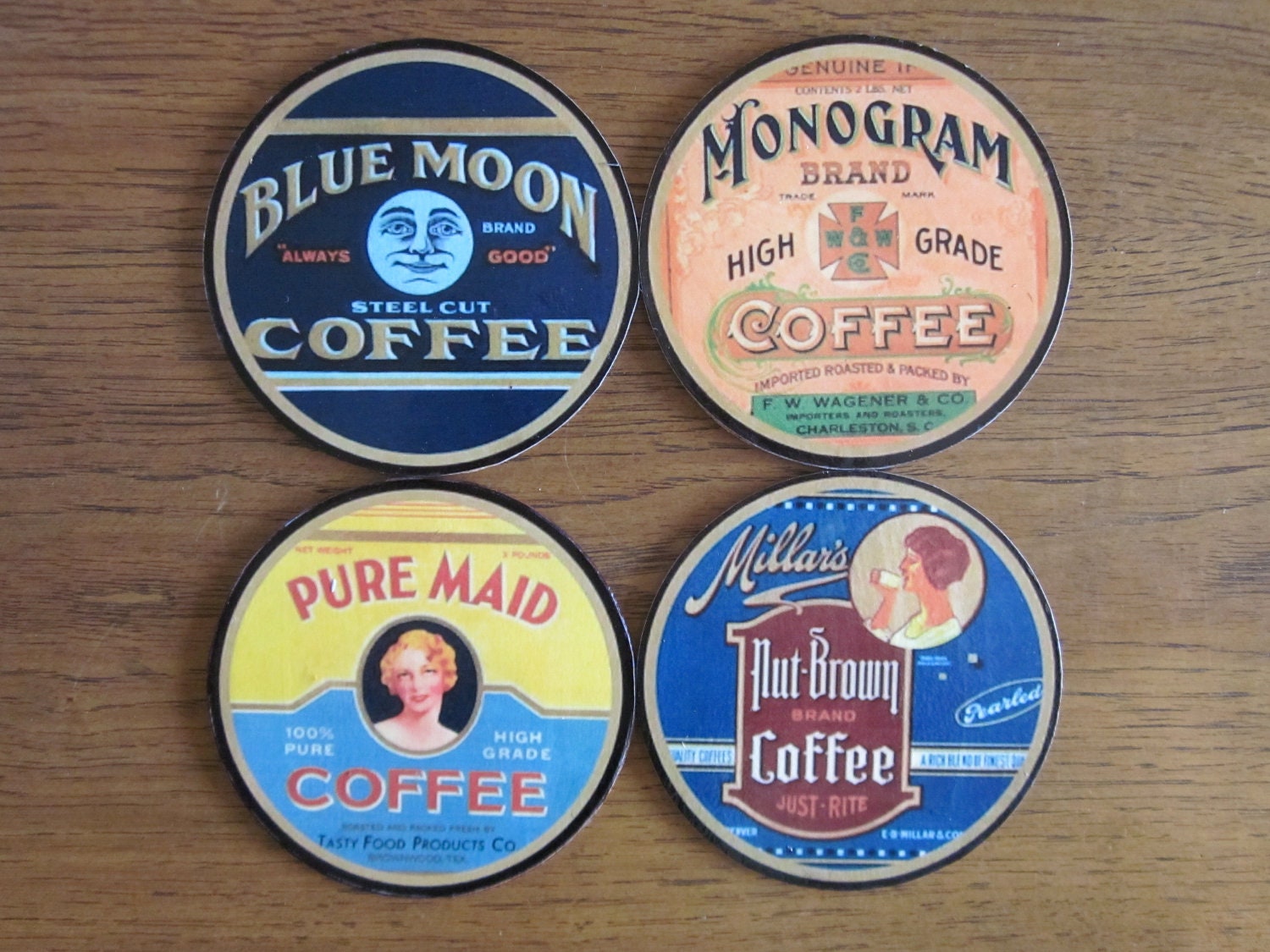 Vintage coffee label drink coasters