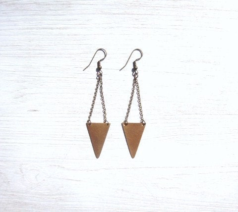 Brass Triangle Drop Earrings