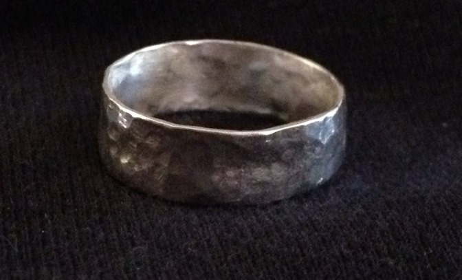Rustic fine silver hammered ring