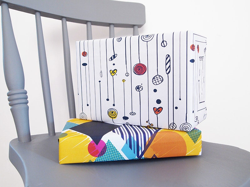 Wrapping Pack Bright Geometric Nature Print Large Scale Unique Gift Wrap