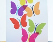 Card Rainbow Butterflys Greetings Nature Illustration Blank Thank You Notelet Card
