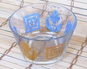 Small Vintage Glass Bowl with Gold Detail