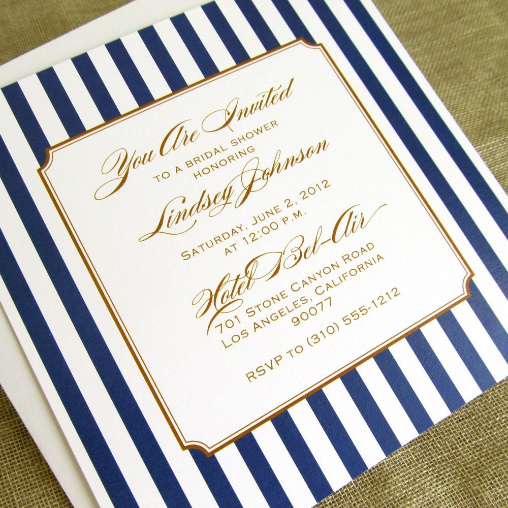 Elegant Bridal Shower Invitations Stripes Sample