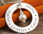 Hand Stamped Jewelry - Mommy Necklace - Personalized Sterling Silver Necklace - Simplicity Family Circle of Love Washer Deluxe
