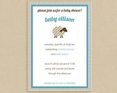 Printable Baby Shower Invitation 5x7 Houndstooth & Little Lamb