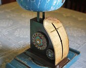 Fruit Bowl of Swirl Enamel Porcelain Compote Scale Tin Toy Wheels Door Plinth Annie Sloan Chalk Paint Repurposed Upcycled Recycled