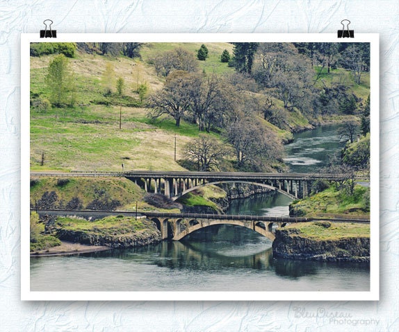 Bridge photography, Klickitat, Washington, Columbia River view to bridge, 13x19 fine art print