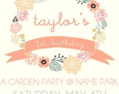 Little Girl's Garden Birthday Party Invitation Printable