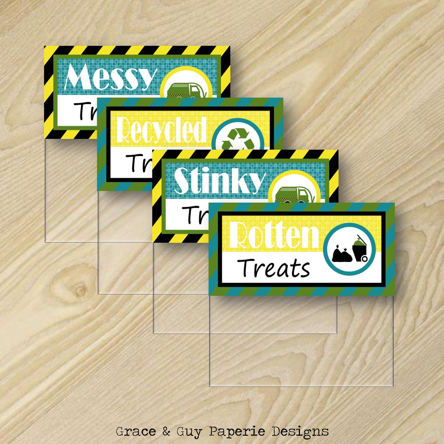 Garbage Truck Birthday - Garbage Truck Party Labels - Custom Food Labels