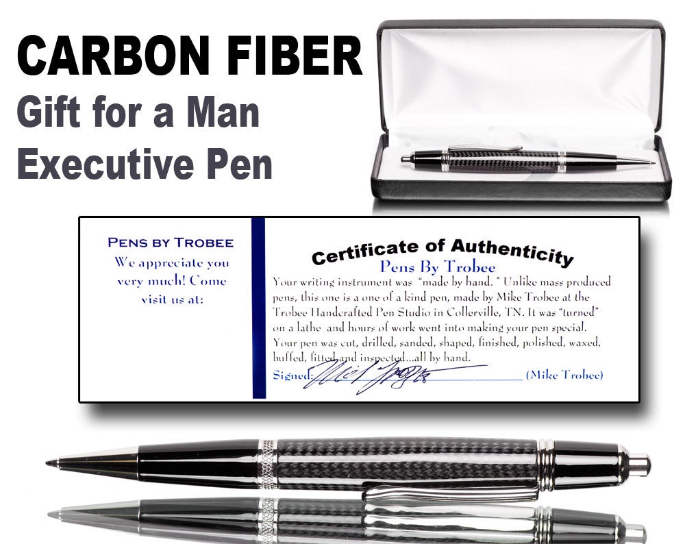 Father's day gifts : Carbon fiber pen gift for a man executive writing ballpoint