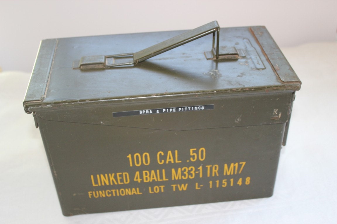 Vintage Ammunition Box, .50 Cal Ammo Box, Storage, Garage Storage, Military