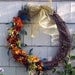 Large Wreath, peacock autumn wreath, fall color door wreath, farmhouse grapevine wreath
