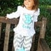 Custom Girls Shirt featuring Gray Chevron with Sea Polka Initial