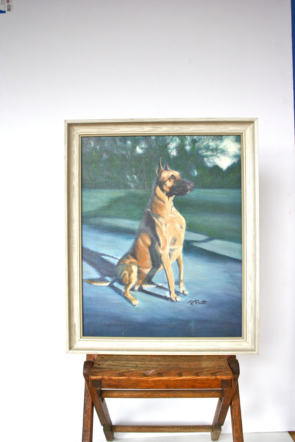 Vintage Oil Portrait: Great Dane Pet Painting